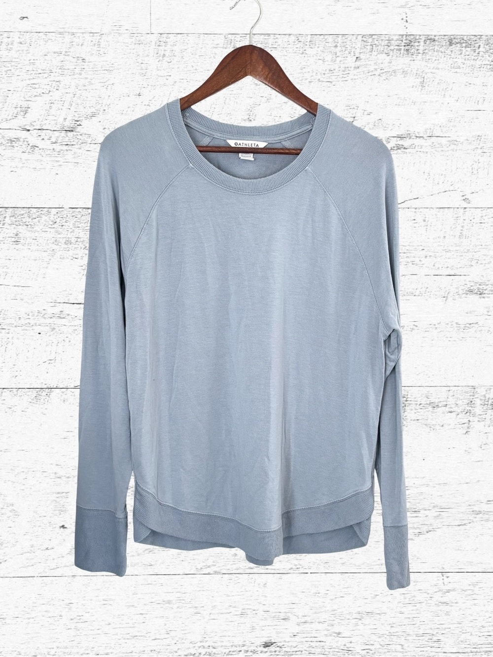 Athleta Light Blue Long-Sleeve Crew Sweatshirt